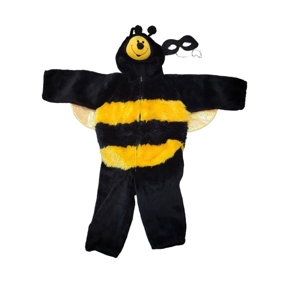 Playfull plush Bee halloween cstume fuzzy bee with hood, wings, mask zip up